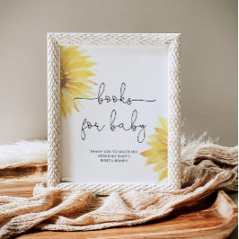 Poster Livros de girassol de aquarela para placa de bebê