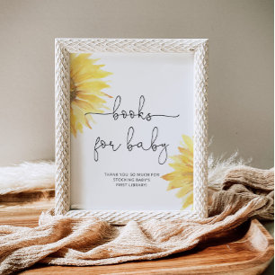 Poster Livros de girassol de aquarela para placa de bebê