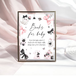 Poster Livros de Halloween Rosa Pequeno para Bebê