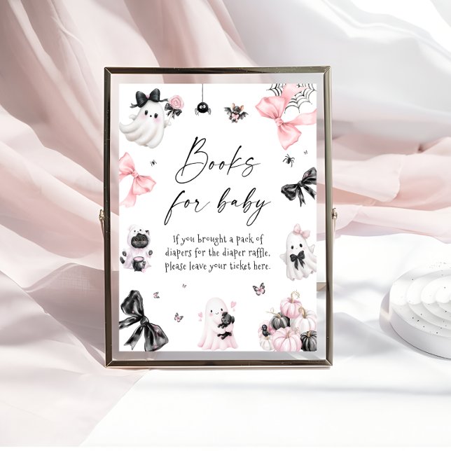 Poster Livros de Halloween Rosa Pequeno para Bebê (Criador carregado)