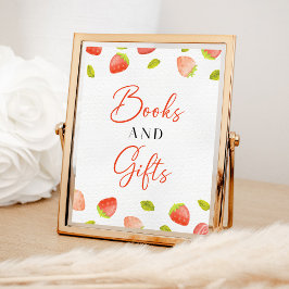 Poster Livros de morango e presentes Berry Chá de fraldas