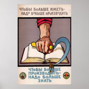 Poster Livros de Propaganda Soviética de Alfabetização So
