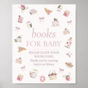 Poster Livros De Sobremesa De Morango Doce Para Bebê