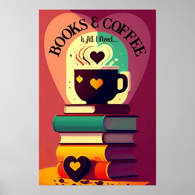 Poster Livros E Café (Frente)