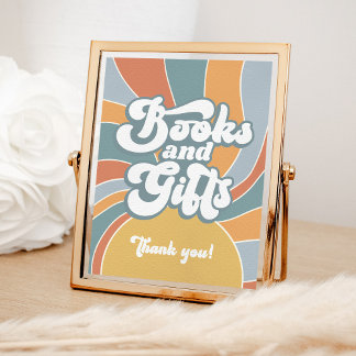 Poster Livros e presentes Chá de fraldas brilhante