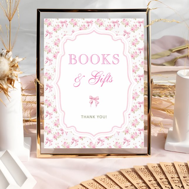 Poster Livros e presentes de Arco Floral Rosa com Amor (Criador carregado)
