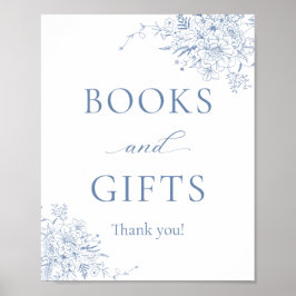 Poster Livros e presentes de Chá de fraldas azul