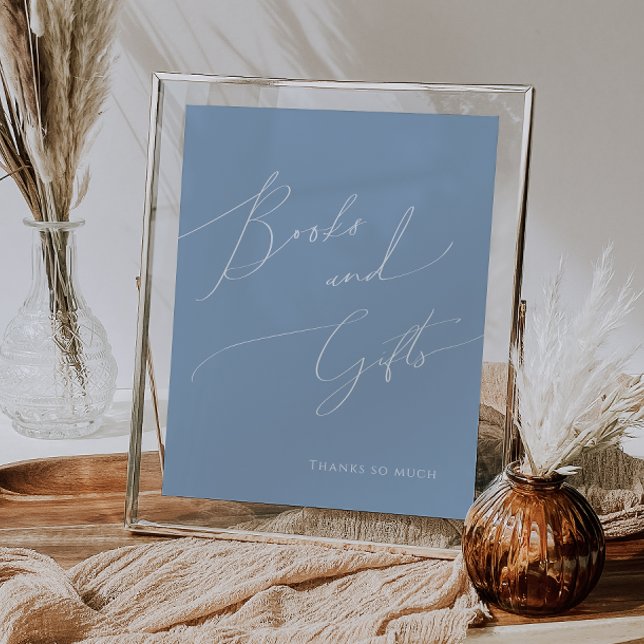 Poster Livros e presentes de Chá de fraldas azul com chiq (Criador carregado)