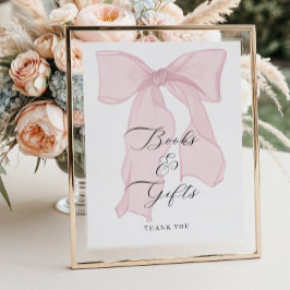 Poster Livros e presentes de Chá de fraldas de Arco rosa