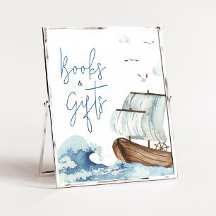Poster Livros e presentes de Chá de fraldas de embarcaçõe
