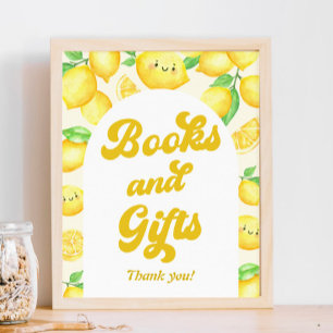 Poster Livros e presentes de Chá de fraldas de limão