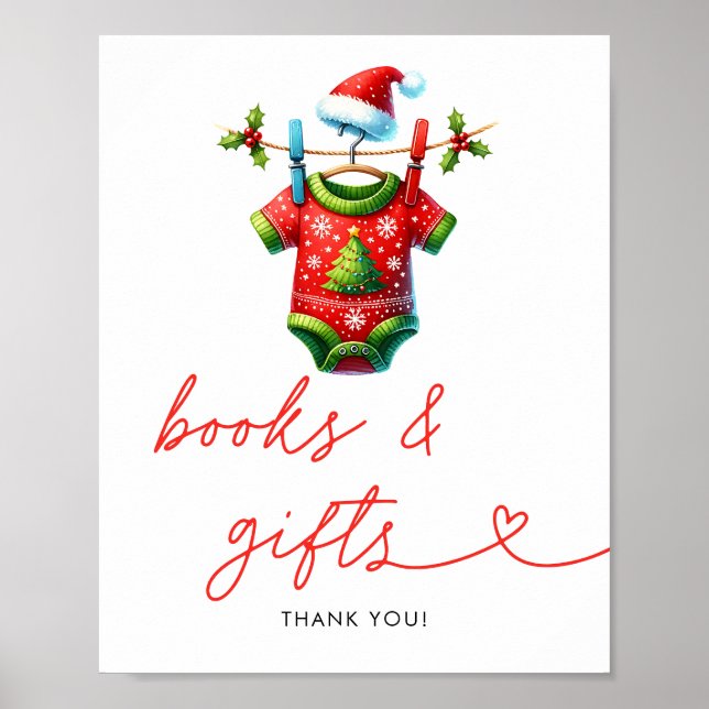 Poster Livros e presentes de Chá de fraldas de Papais noe (Frente)