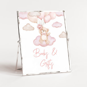 Poster Livros e presentes de Chá de fraldas de Urso Bebê