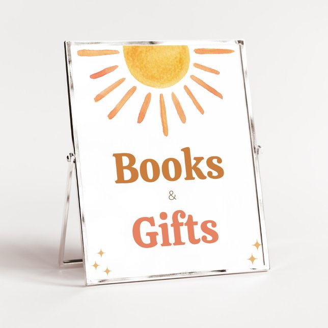 Poster Livros e presentes de Chás de fraldas de luz solar (Boy Boho Sunshine Baby Shower Books and Gift Sign)