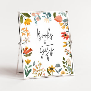Poster Livros e presentes de flores silvestres e brilhant