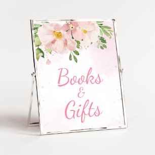 Poster Livros e presentes de Primavera Floral Rosa-Esbran