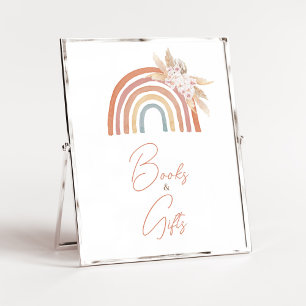 Poster Livros e presentes do arco-íris de laranja-rosa-pa