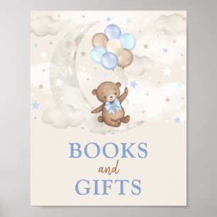 Poster Livros e presentes Lua Lua Urso Azul Balões Marron