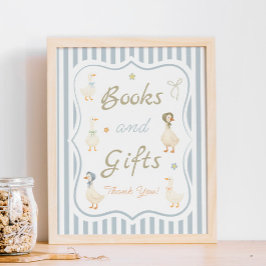 Poster Livros e Presentes para Chá de Bebê da Mamãe Gansa