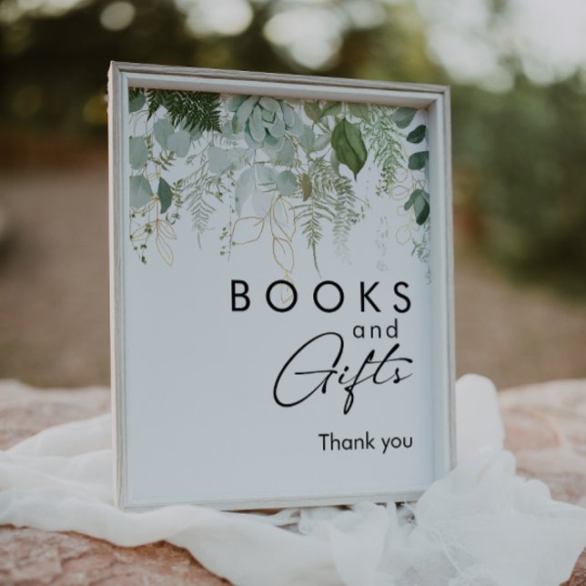 Poster Livros e Presentes para Chá de Bebê da Modern Gree (Criador carregado)