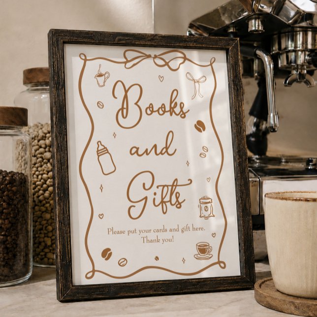 Poster Livros e Presentes para Chá de Bebê de Café (Criador carregado)