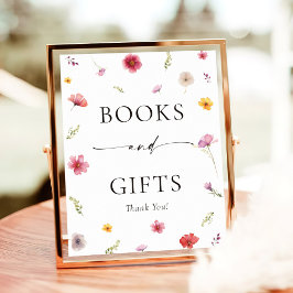 Poster Livros e presentes para Chás de fraldas de flor se