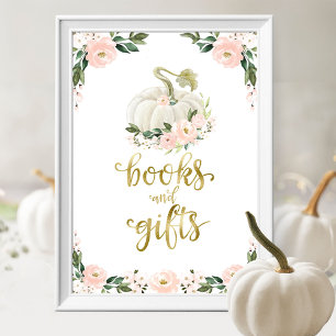 Poster Livros e Presentes Placa de Chá de Bebê Floral de