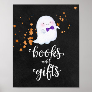 Poster Livros e Presentes Sinal de Chá de Bebê de Hallowe