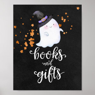 Poster Livros e Presentes Sinal de Chá de Bebê de Hallowe