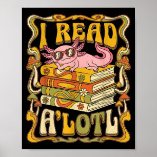 Poster Livros engraçados de axolote amante da biblioteca