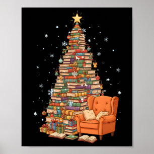 Poster Livros engraçados de Natal Árvore Amante de Livros