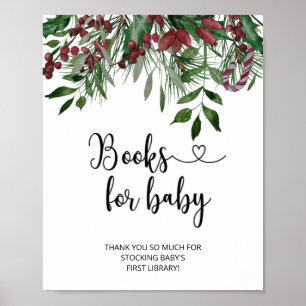 Poster Livros florais de aquarela para bebês sempre-verde