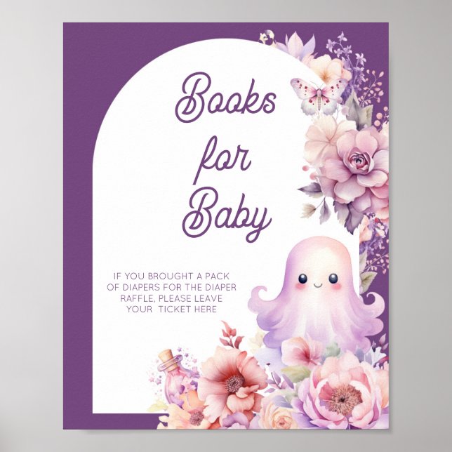 Poster Livros Florais de Pequeno Boo Halloween para bebê (Frente)