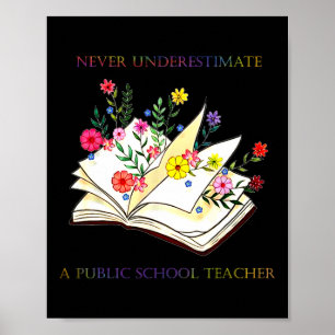 Poster Livros Florais Nunca Subestimam Uma T Escolar Públ