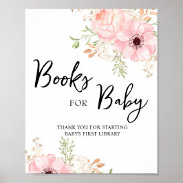 Poster Livros Florais Rosa para Sinais Bebês