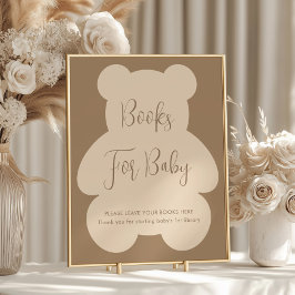 Poster Livros Para Bebê Shower Mal Podemos Esperar Bege