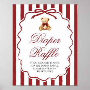 Poster Livros para Bebê Urso de Lazo Vermelho para Chás d