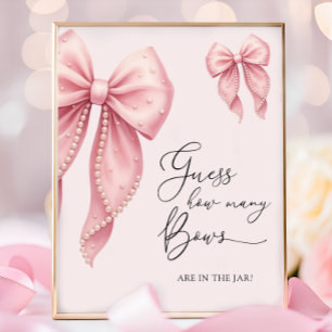 Poster Livros para Chá de Bebê Menina com Laço Rosa