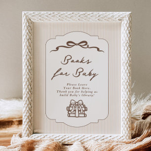 Poster Livros para o bebê Bebe Cafe Castanho Laço Desenha