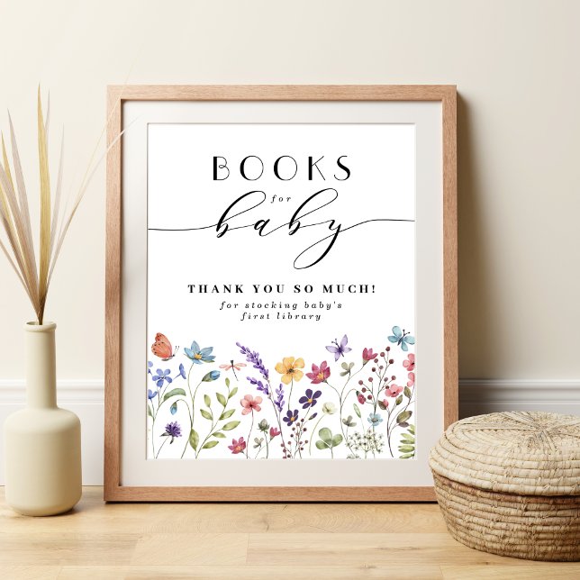 Poster Livros para o chá de fraldas de primavera de flor  (Criador carregado)