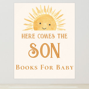 Poster Livros Para O Sinal De Chá de fraldas Do Sol Bebê