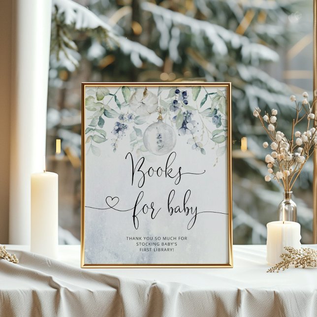 Poster Livros para placa de bebê. Livros azuis de inverno (Criador carregado)