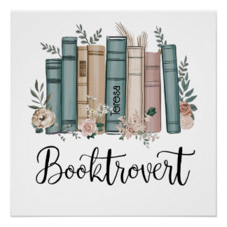 Pôster Livros personalizados de aquarela Booktrovert na p
