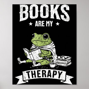 Poster Livros são terapia leitura engraçada sapo amante d
