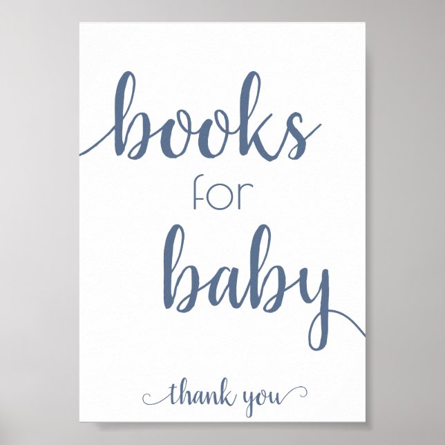 Poster Livros Simples para Bebê | Poff Azul Dusty (Frente)