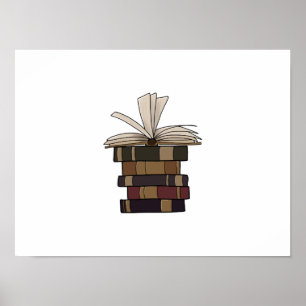 Poster Livros Vintage Empilhados