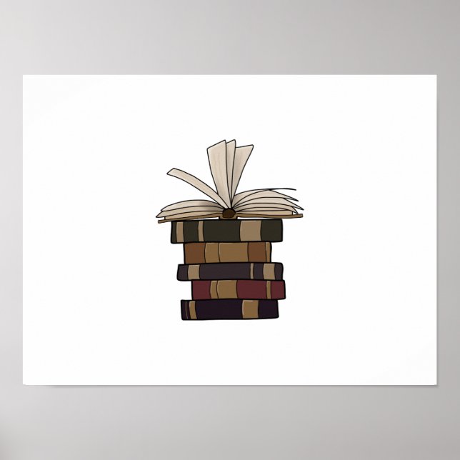 Poster Livros Vintage Empilhados (Frente)