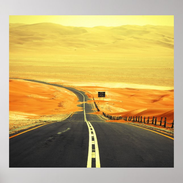 Poster Liwa Oasis Asphalt Road, Dunes. (Frente)
