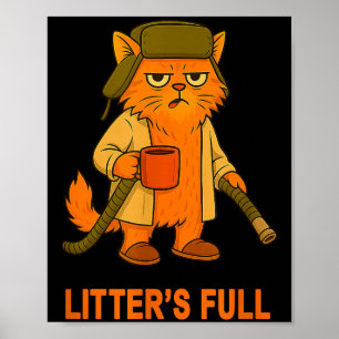 Poster Lixeira Cheia Amante de Gato Engraçado Humor Felin