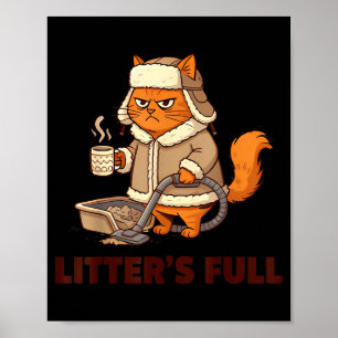 Poster Lixeira Cheia Amantes de Gatos Engraçados Natal
